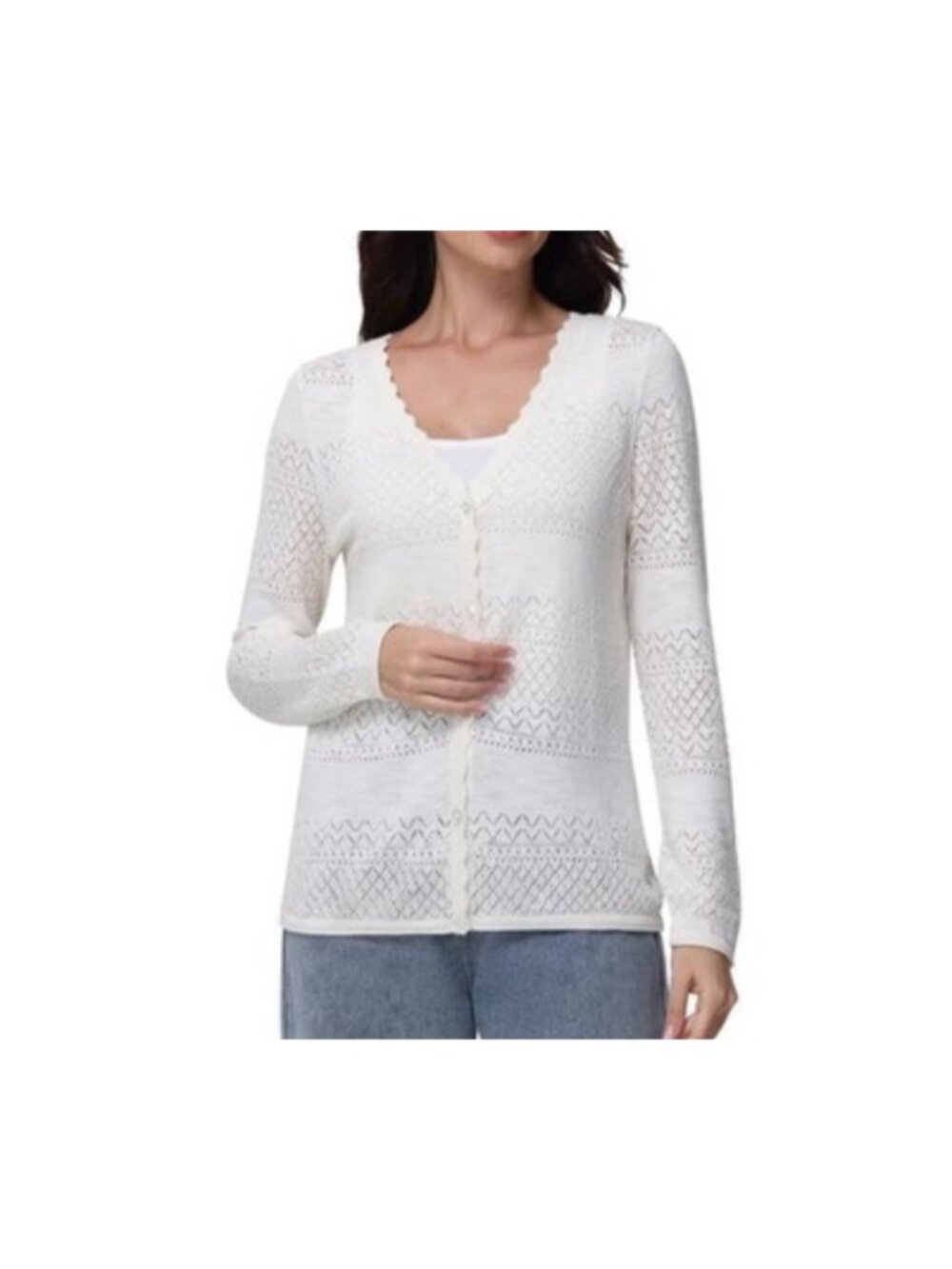 Frye Womens Sz M Pointelle Knit Cardigan Long Sleeve Button Front